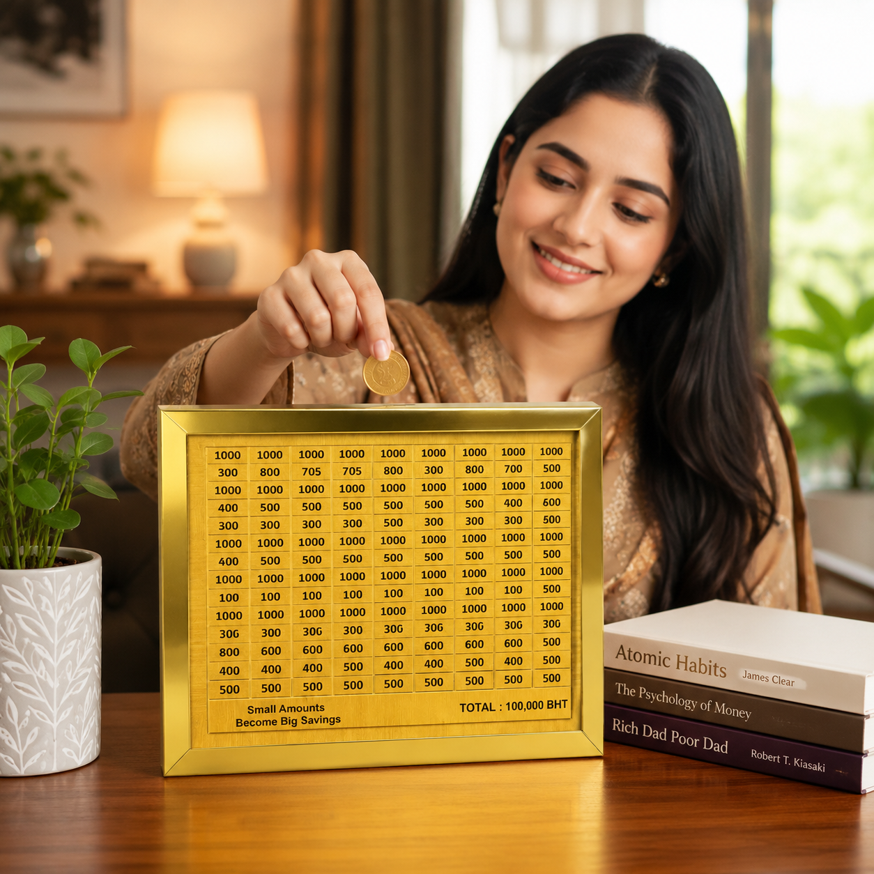 Wooden Coin Bank - Stylish Money Saving Box for Home